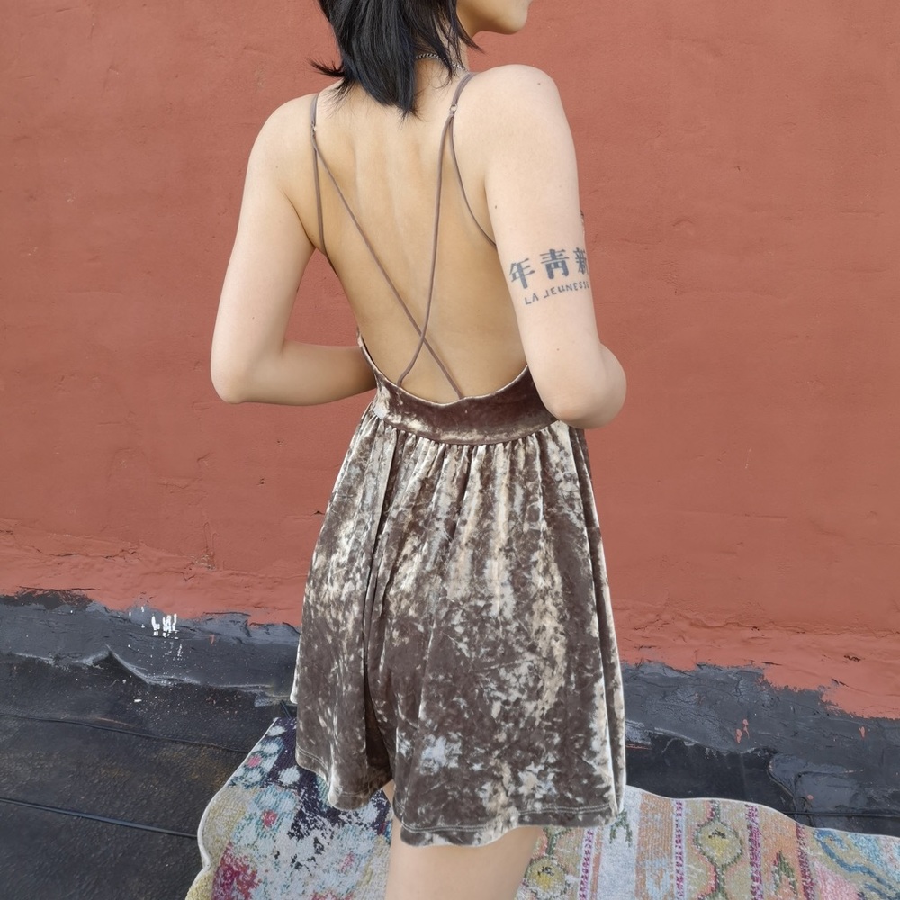 Urban Outfitter Golden Velvet Backless Dress